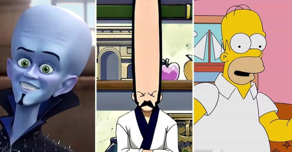 cartoon characters with big foreheads